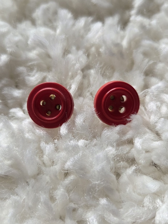 Jewelry - Red Round Button Earrings - Pair